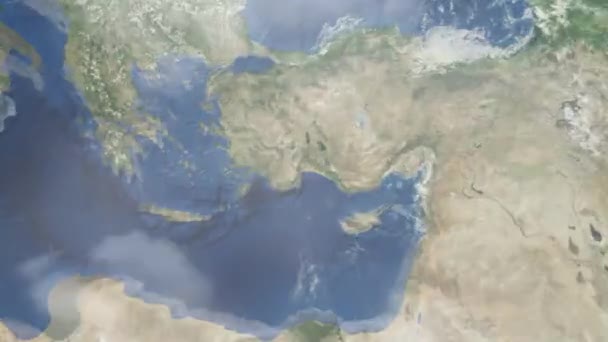 Zooma Jorden Från Rymden Till Staden Animering Zooma Till Den — Stockvideo