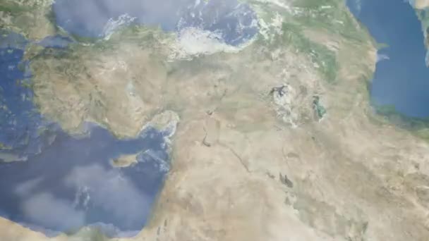 Zoom Tierra Desde Espacio Ciudad Animación Acércate Ciudad Turca Sanliurfa — Vídeo de stock