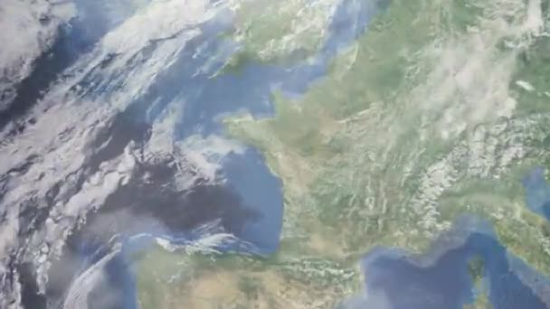 Dünyanın Uzaydan Şehire Yakınlaşması Boyutlu Animasyon Fransa Nın Nantes Şehrine — Stok video