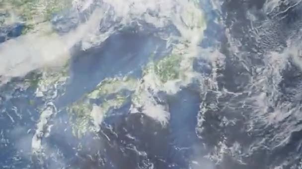 Zooma Jorden Från Rymden Till Staden Animering Zooma Till Japans — Stockvideo
