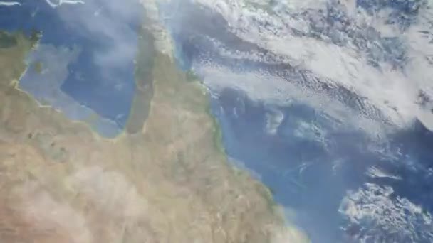 Zoom Earth Space City Animation Zoom City Cairns Australia Stock — стоковое видео
