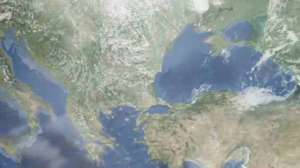 Zoom Earth Space City Animation Zoom City Burgas Bulgaria Stock — Vídeo de Stock