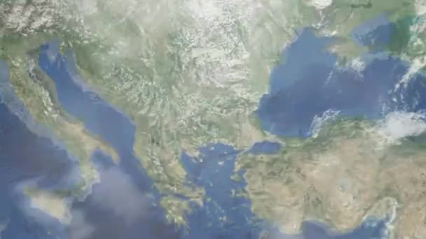 Zoom Tierra Desde Espacio Ciudad Animación Acércate Ciudad Plovdiv Bulgaria — Vídeo de stock