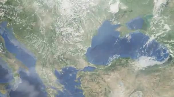 Zoom Tierra Desde Espacio Ciudad Animación Acércate Ciudad Varna Bulgaria — Vídeo de stock