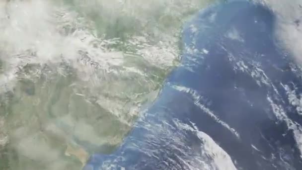 Zoom Tierra Desde Espacio Ciudad Animación Acércate Ciudad Porto Alegre — Vídeo de stock