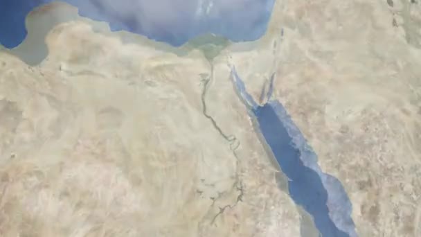 Dünyanın Uzaydan Şehire Yakınlaşması Boyutlu Animasyon Mısır Assiut Şehrine Yakınlaş — Stok video