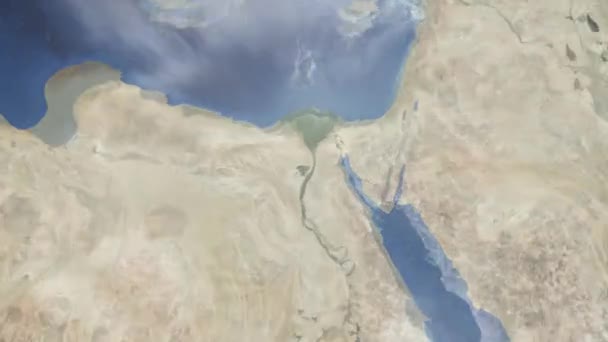 Přiblížit Zemi Vesmíru Města Animace Přiblížit Město Fayoum Egypt Záznamy — Stock video