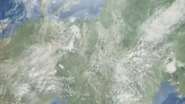 Zoom Tierra Desde Espacio Ciudad Animación Acércate Ciudad Czestochowa Polonia — Vídeo de stock