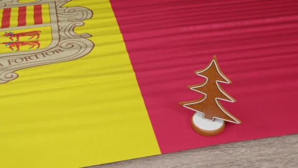 Gingerbread House Flag Andorra Table — Vídeo de Stock