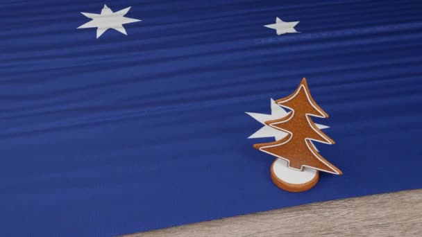 Gingerbread House Flag Australia Table — Stockvideo