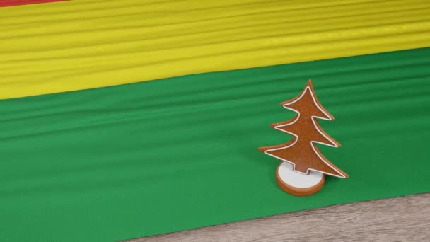 Gingerbread House Flag Bolivia Table — Stockvideo