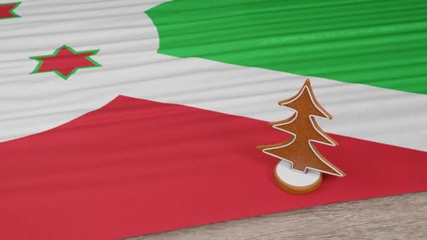 Piernikowy Dom Flagą Burundi Stole — Wideo stockowe