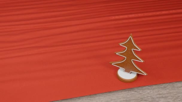 桌上挂着中国国旗的姜饼屋 — 图库视频影像