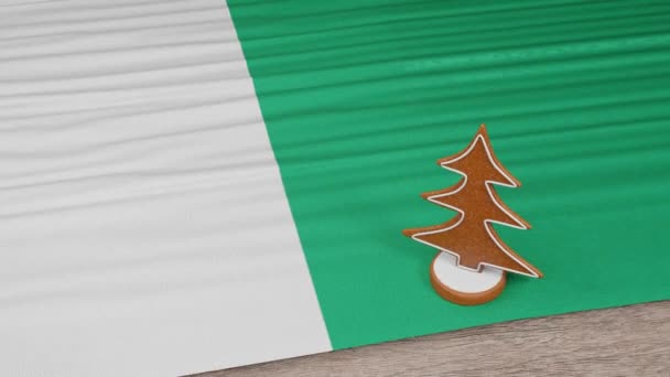 Gingerbread House Flag Cote Ivoire Table — Vídeo de Stock