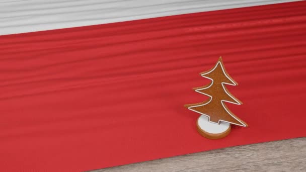 Gingerbread House Flag Czech Table — Stock Video