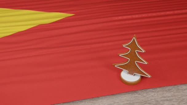 Gingerbread House Flag East Timor Table — Vídeo de Stock