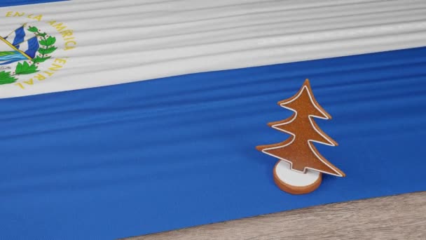 Gingerbread House Flag Salvador Table — Stockvideo