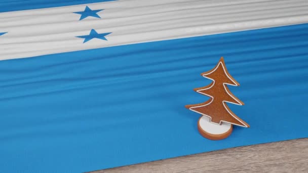 Gingerbread House Flag Honduras Table — Vídeo de Stock