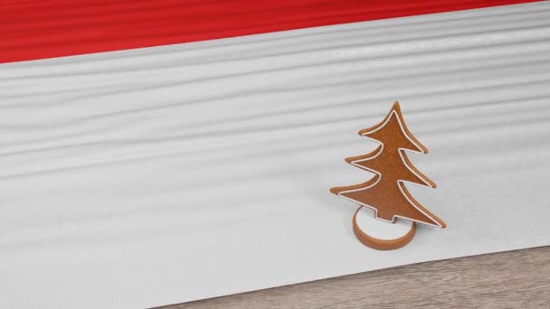 Gingerbread House Flag Indonesia Table — Stock video