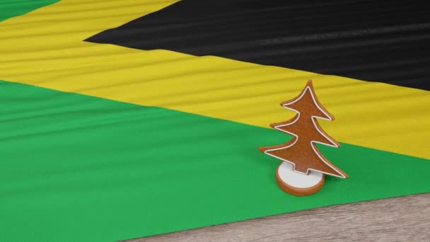 Gingerbread House Flag Jamaica Table — Stock Video