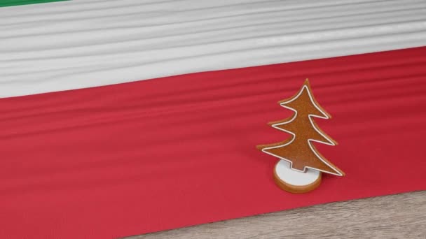 Gingerbread House Flag Kuwait Table — Stock video