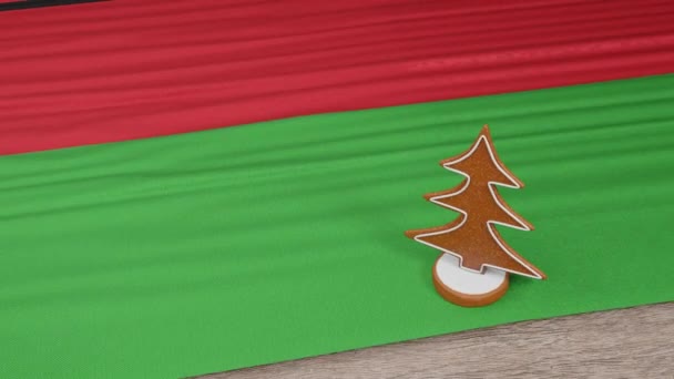 Gingerbread House Flag Malawi Table — Vídeo de Stock