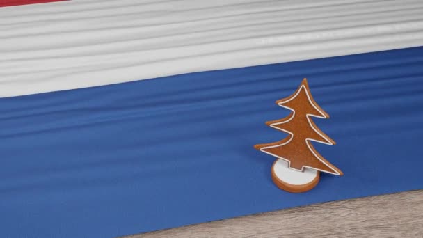 Gingerbread House Flag Netherlands Table — Vídeos de Stock