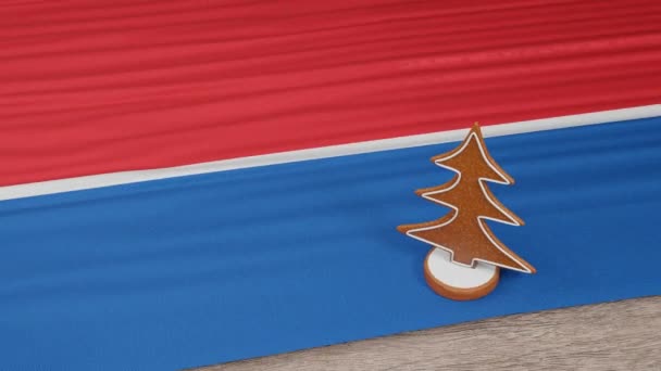 Gingerbread House Flag North Korea Table — Vídeo de Stock