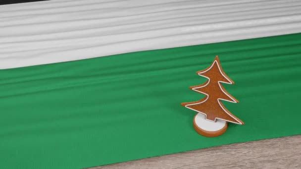 Gingerbread House Flag Palestine Table — Stock video