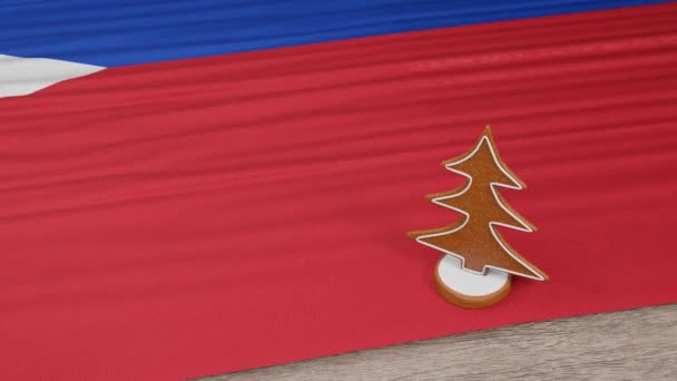 Gingerbread House Flag Philippines Table — Stock Video