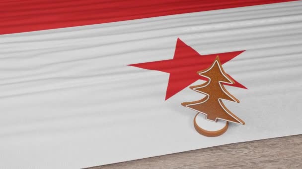 Gingerbread House Flag Panama Table — Stock Video