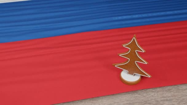 Gingerbread House Flag Slovakia Table — Stock Video