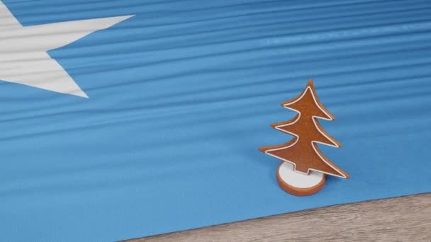 Pepparkakshus Med Somalias Flagga Bordet — Stockvideo