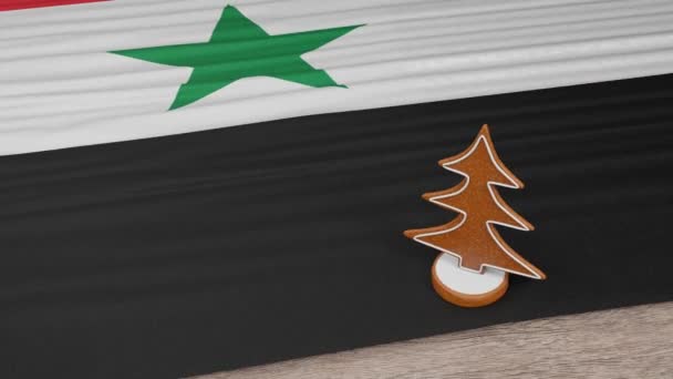 Gingerbread House Flag Syria Table — Vídeo de Stock