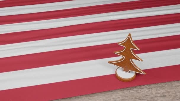 Gingerbread House Flag Usa Table — Stock video