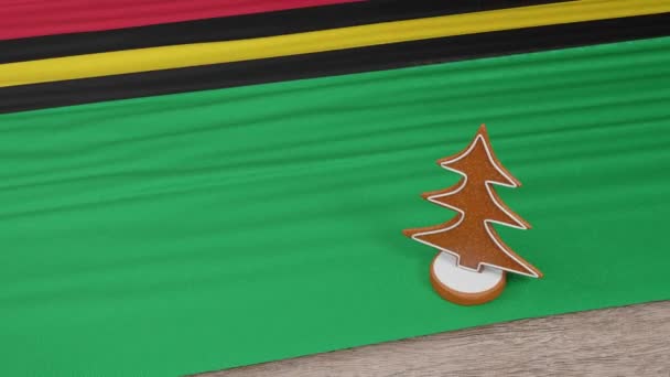 Gingerbread House Flag Vanuatu Table — Stockvideo