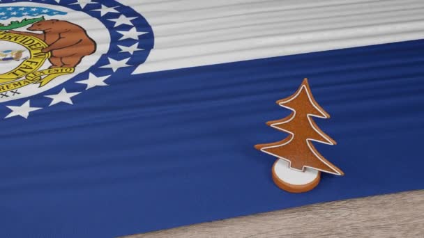 Gingerbread House Flag Missouri Table — Stock videók