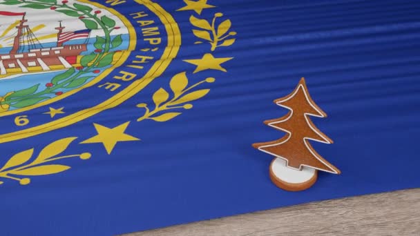 Gingerbread House Flag New Hampshire Table — Vídeos de Stock