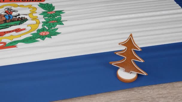 Gingerbread House Flag West Virginia Table — Stockvideo