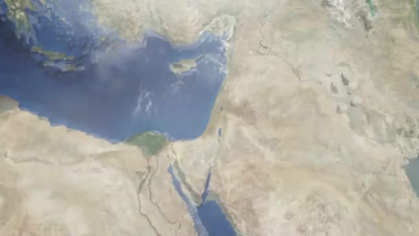 Zooma Jorden Från Rymden Till Staden Animering Zooma Staden Netanya — Stockvideo