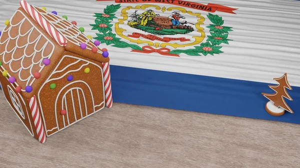 Gingerbread House Flag West Virginia Table — ストック写真