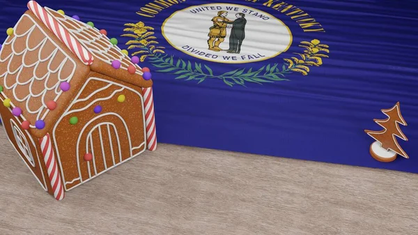 Gingerbread House Flag Kentucky Table — ストック写真