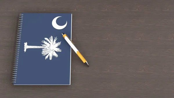Ένα Σημειωματάριο Σημαία Της Νότιας Καρολίνας Και Ένα Στυλό Ψέματα — Φωτογραφία Αρχείου