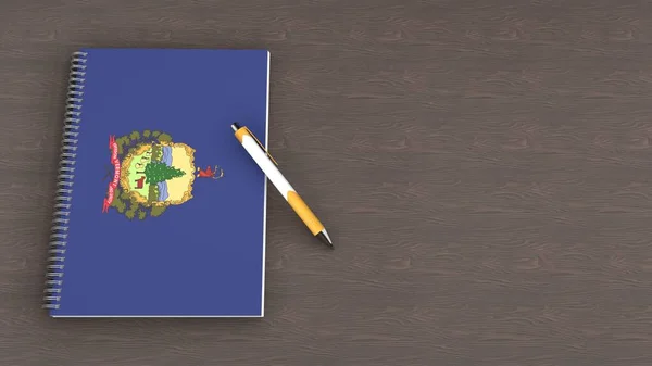 Ένα Σημειωματάριο Σημαία Του Βερμόντ Και Ένα Στυλό — Φωτογραφία Αρχείου