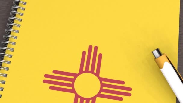 Notebook Flag New Mexico Lying Pen — Vídeo de Stock