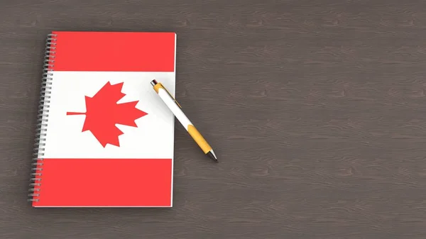 Notebook Flag Canada Lying Pen — стоковое фото