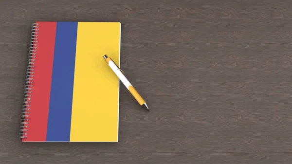 Notebook Flag Colombia Lying Pen — Fotografia de Stock