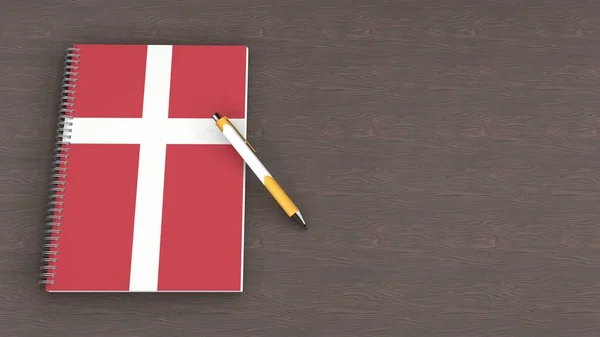 Notebook Flag Denmark Lying Pen — Foto Stock