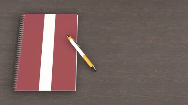 Notebook Flag Latvia Lying Pen — стокове фото
