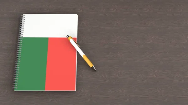Notebook Flag Madagascar Lying Pen — Stock Fotó